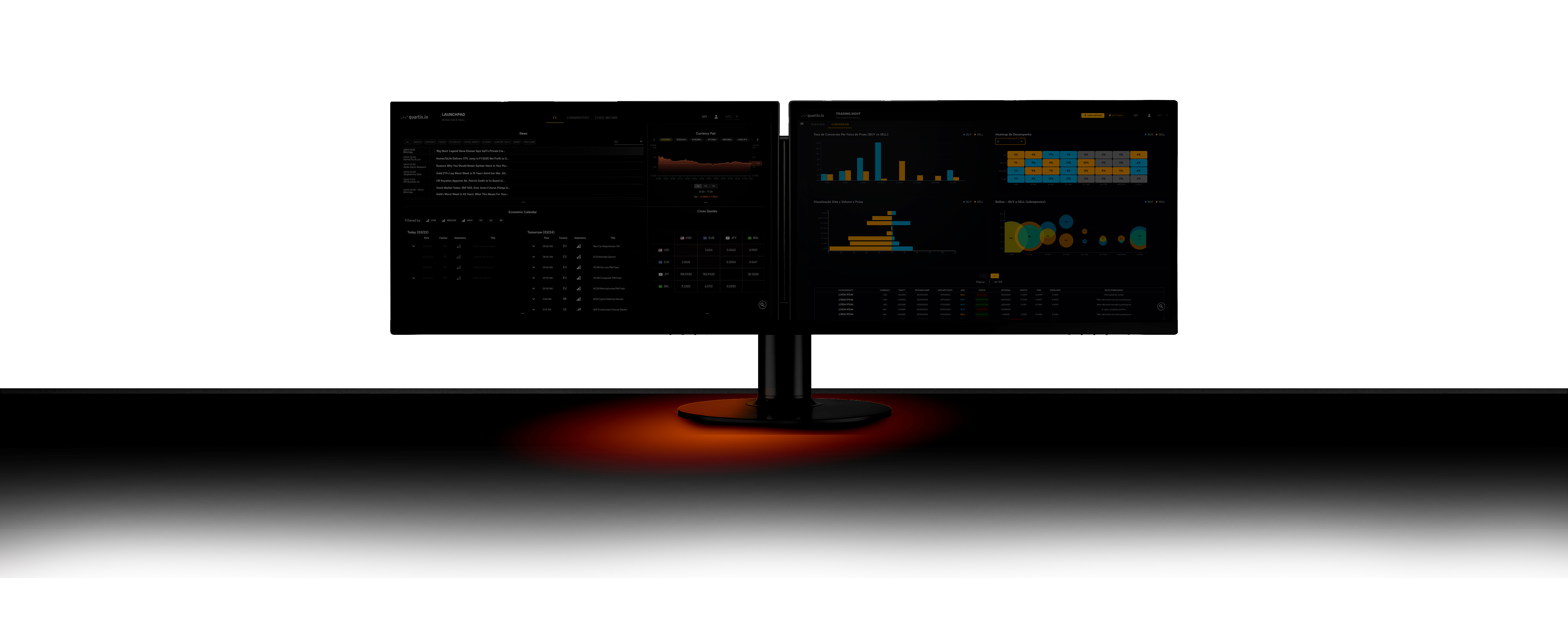 Visual showcase of the quartix.io product interface