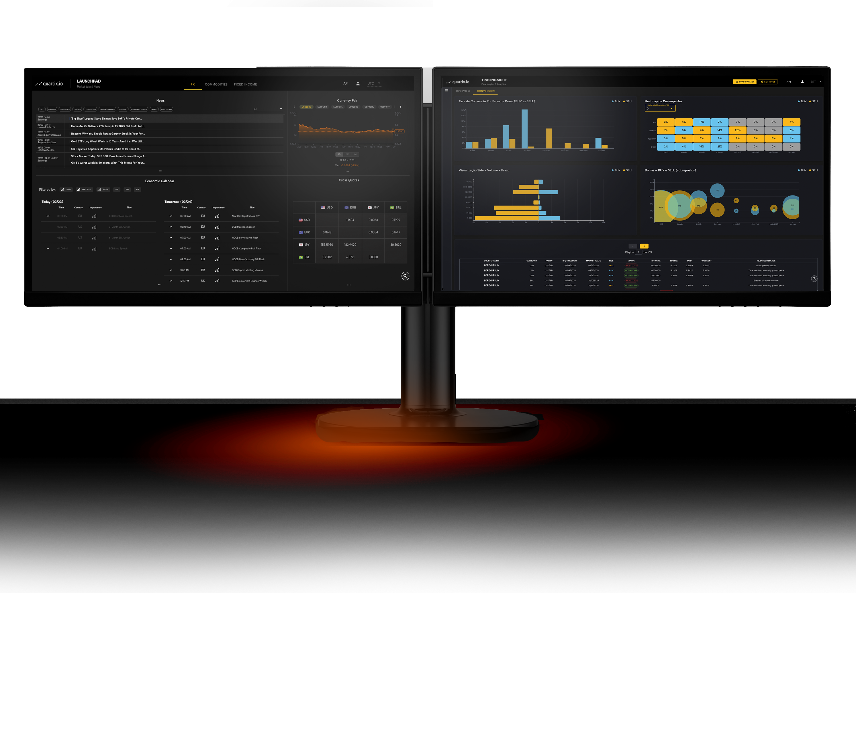 Visual showcase of the quartix.io product interface